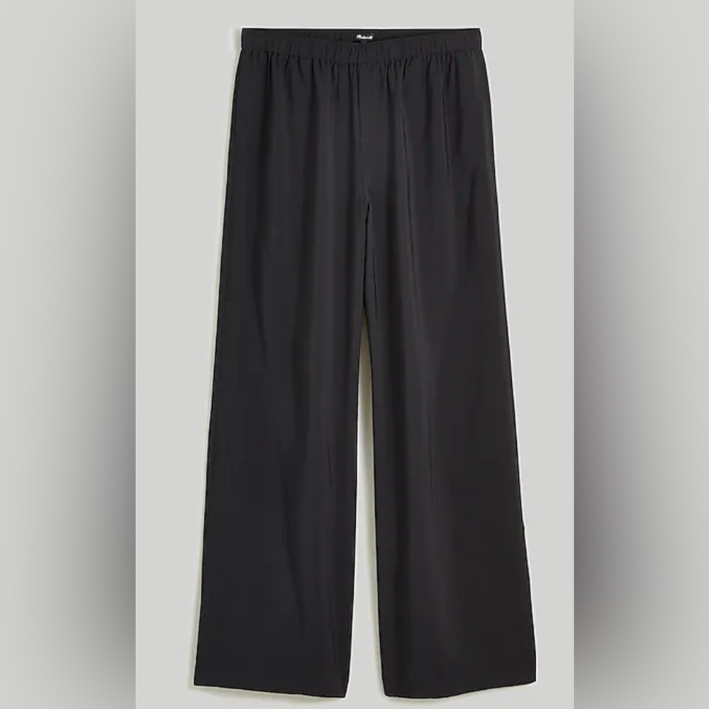 NWT Madewell Petite Pull On Black Wide Leg Pants Large